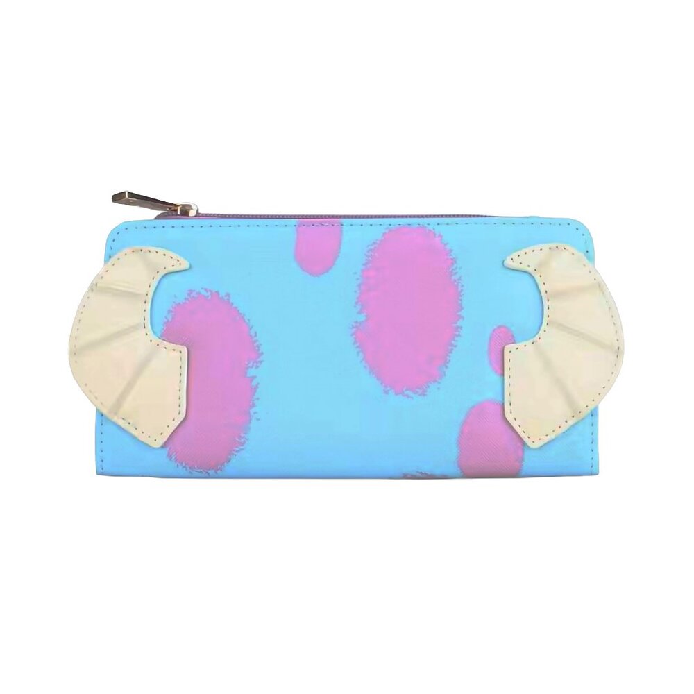 Disney Monsters Inc. Sulley 3D Horns Snap Closure Faux Leather Zip Wallet Pixar